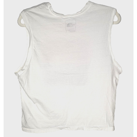 Womens North Face Americana USA Athletic Sleeveless White Graphic Logo Tank LG - Picture 2 of 6